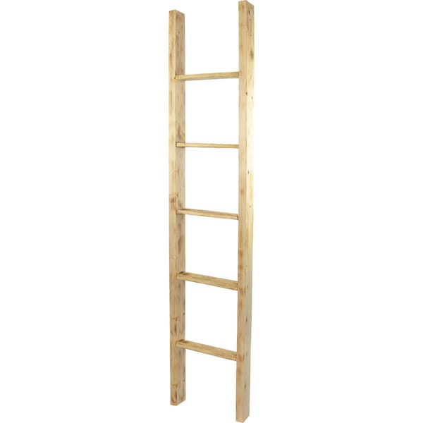 Ekena Millwork 15"W x 72"H x 3 1/2"D Vintage Farmhouse 5 Rung Ladder, Barnwood Decor Collection, Natural Barnwood - DECR015X072X04LDRUF