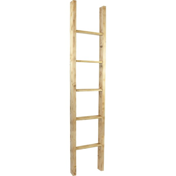 Ekena Millwork 15"W x 72"H x 3 1/2"D Vintage Farmhouse 5 Rung Ladder, Barnwood Decor Collection, Natural Barnwood - DECR015X072X04LDRUF
