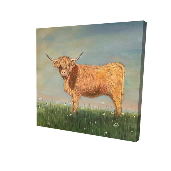 Fondo 32 x 32 in. Daisy The Highland Cow-Print on Canvas - FO2790959