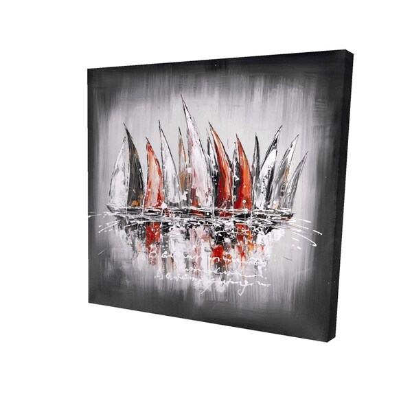 Begin Home Decor 32 x 32 in. Sailboats with Paint Splash-Print on Canvas - 2080-3232-CO16