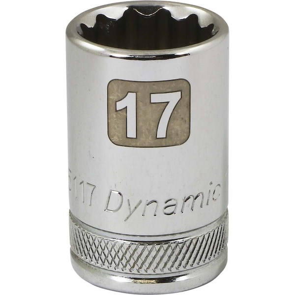 Dynamic Tools 1/2" Drive 12 Point Metric, 17mm Standard Length, Chrome Socket - D015117