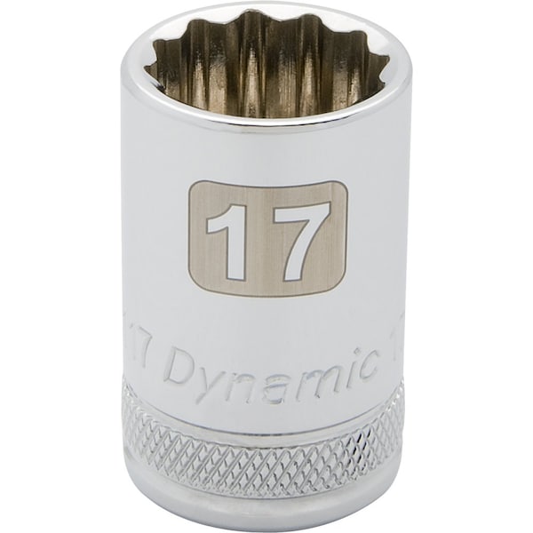 Dynamic Tools 1/2" Drive 12 Point Metric, 17mm Standard Length, Chrome Socket - D015117