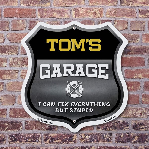 Signmission Tom's Garage I Can Fix Everything But Stupid, 12 Inch X 12 Inch, Aluminum Metal Sign - SHI-A-12-490-TOM