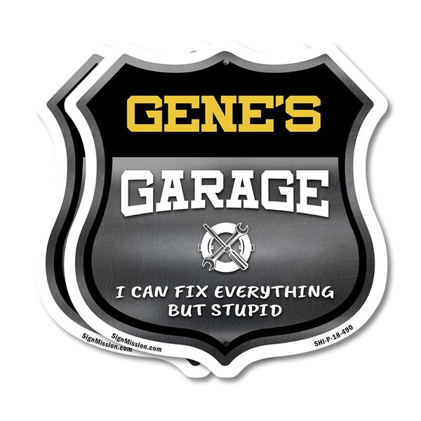Signmission Gene's Garage I Can Fix Everything But Stupid, 18 inch X 18 inch, Plastic Sign, 2PK - SHI-P-2PACK-18-490-GENE