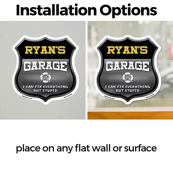 Signmission Ryan's Garage I Can Fix Everything But Stupid, 4 inch X 4 inch, Vinyl Decal, 2PK - SHI-D-2PACK-4-490-RYAN