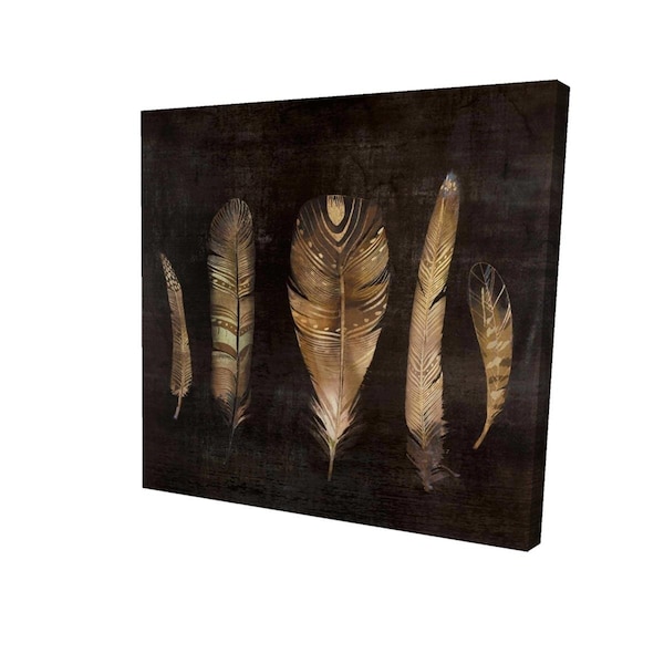 Begin Home Decor 16 x 16 in. Brown Feather Set-Print on Canvas - 2080-1616-AN237