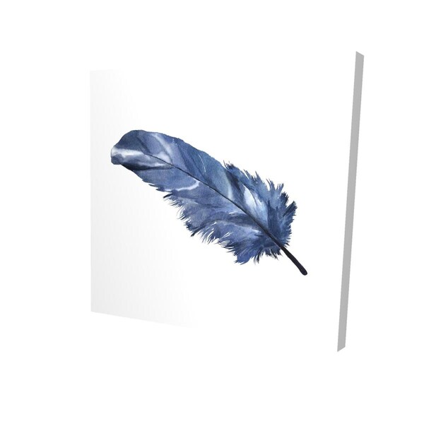 Begin Home Decor 16 x 16 in. Blue Feather-Print on Canvas - 2080-1616-AN428