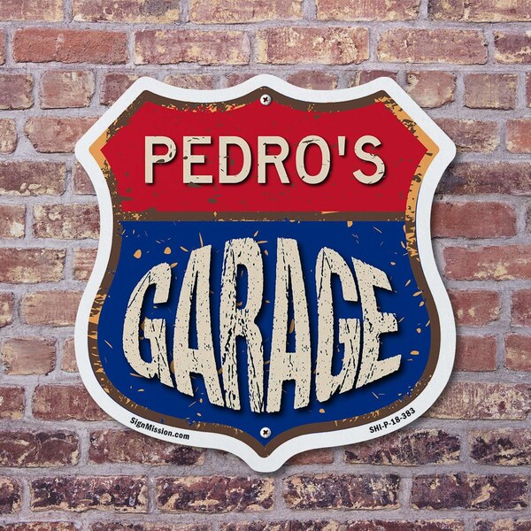 Signmission Pedro's Garage, 6 Inch X 6 Inch, Plastic Sign - SHI-P-6-383-PEDRO