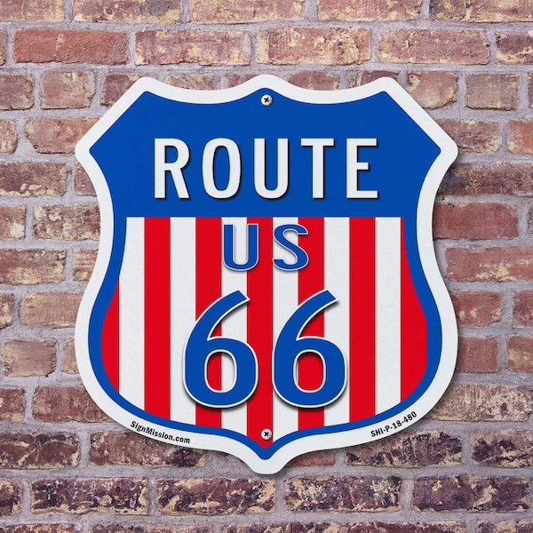 Signmission Route Us 66, 12 Inch X 12 Inch, Plastic Sign - SHI-P-12-480