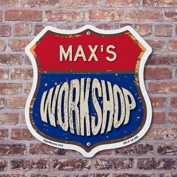 Signmission Max's Workshop, 12 Inch X 12 Inch, Plastic Sign - SHI-P-12-489-MAX