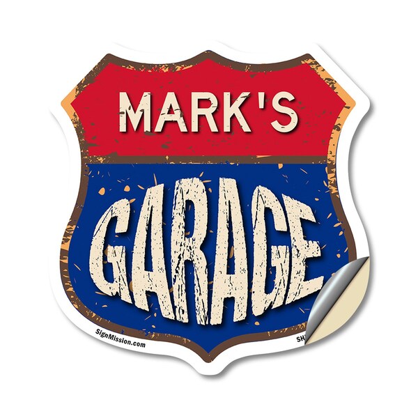 Signmission Mark's Garage, 18 Inch X 18 Inch, Vinyl Decal - SHI-D-18-383-MARK