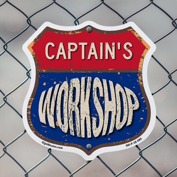 Signmission Captain's Workshop, 18 inch X 18 inch, Plastic Sign, 2PK - SHI-P-2PACK-18-489-CAPTAIN