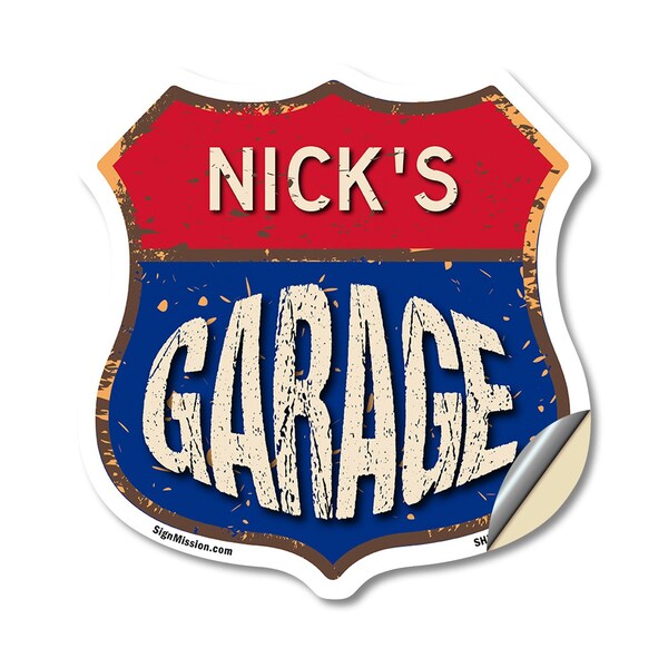 Signmission Nick's Garage, 18 Inch X 18 Inch, Vinyl Decal - SHI-D-18-383-NICK