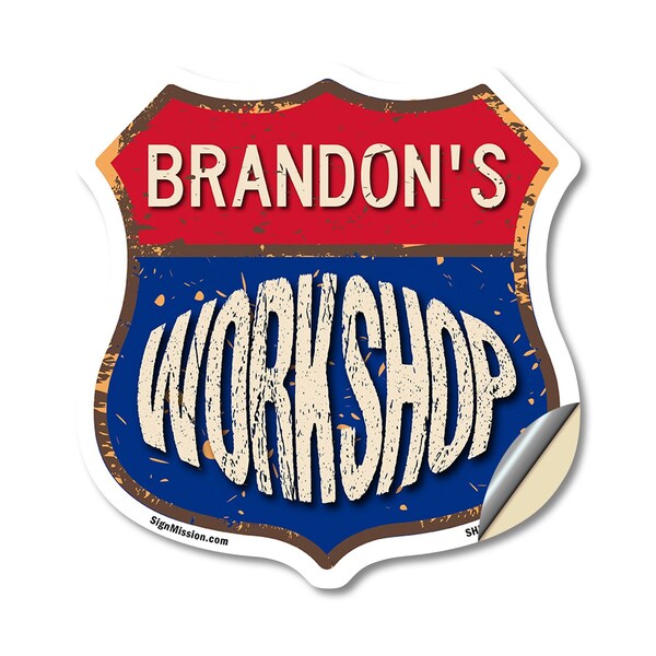 Signmission Brandon's Workshop, 18 Inch X 18 Inch, Vinyl Decal - SHI-D-18-489-BRANDON