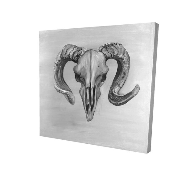 Begin Home Decor 16 x 16 in. Greyscale Aries Skull-Print on Canvas - 2080-1616-AN340
