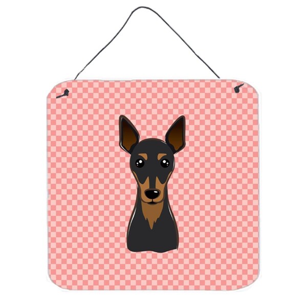 Micasa Checkerboard Pink Min Pin Aluminum Metal Wall Or Door Hanging Prints6 x 6 In. - MI250301