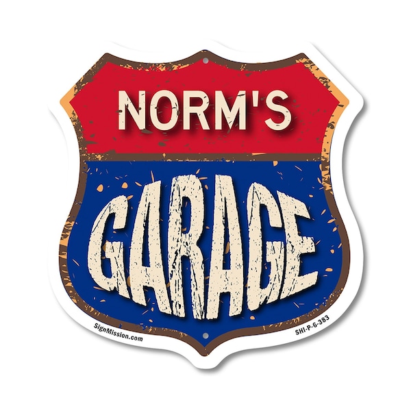 Signmission Norm's Garage, 6 Inch X 6 Inch, Plastic Sign - SHI-P-6-383-NORM