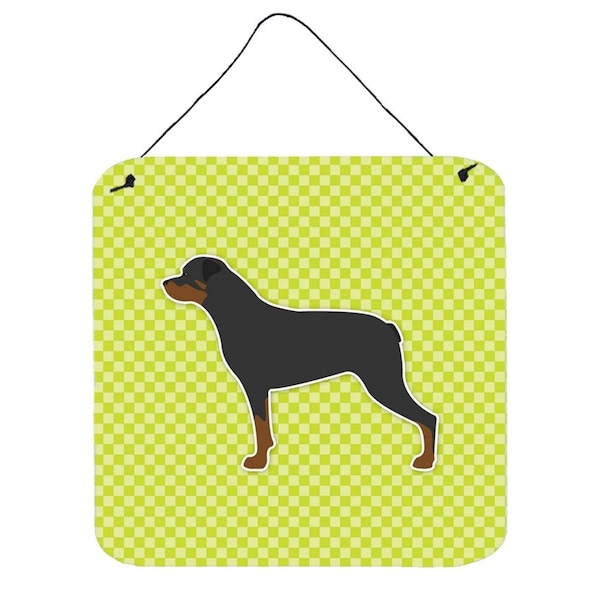 Carolines Treasures Rottweiler Checkerboard Green Wall or Door Hanging Prints - BB3866DS66