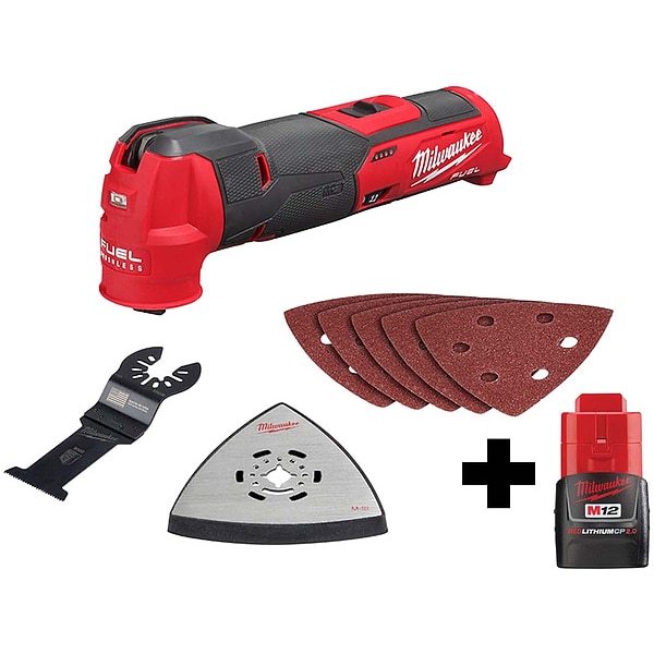 Milwaukee Tool M12 FUEL Multi-Tool, M12 CP2.0 Battery - 2526-20, 48-11-2420