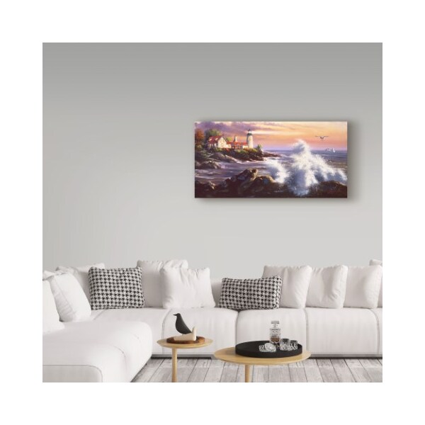 Trademark Fine Art D. Rusty Rust 'Lighthouse Waves' Canvas Art, 10x19 - ALI25852-C1019GG
