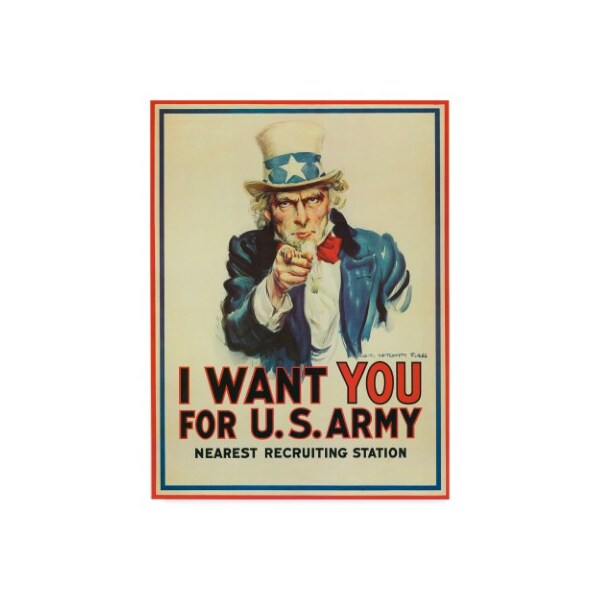 Trademark Fine Art American School 'Uncle Sam Wants You' Canvas Art, 14x19 - BL02299-C1419GG