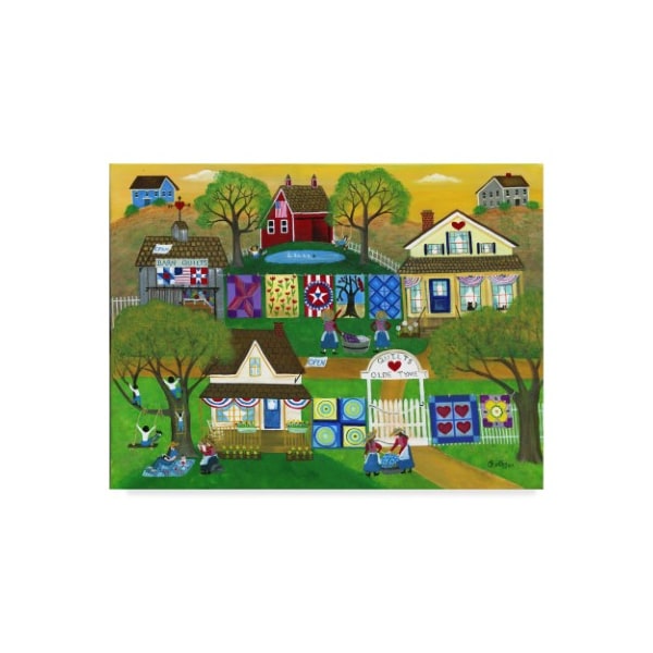 Trademark Fine Art Cheryl Bartley 'Old Time Barn Folk Art Quilts' Canvas Art, 35x47 - ALI41056-C3547GG