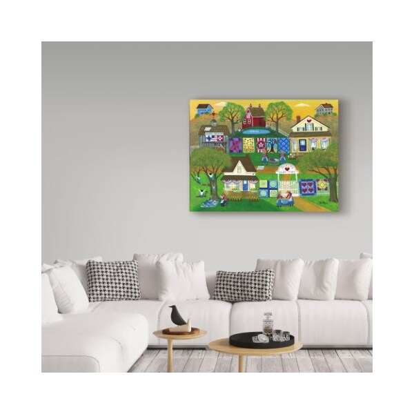 Trademark Fine Art Cheryl Bartley 'Old Time Barn Folk Art Quilts' Canvas Art, 35x47 - ALI41056-C3547GG