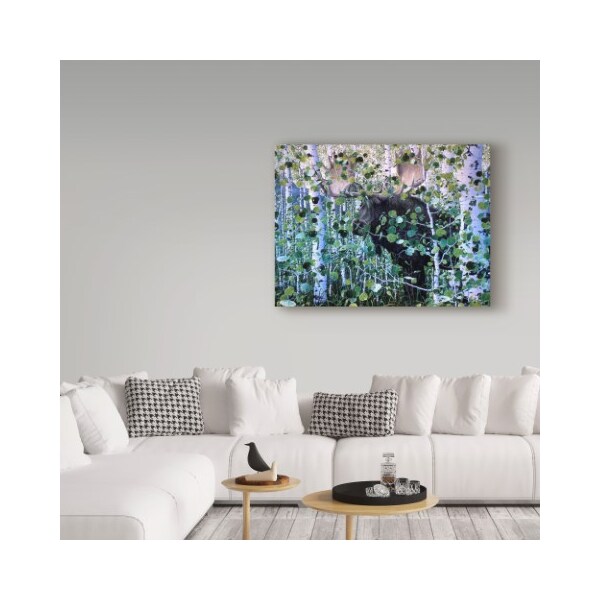 Trademark Fine Art Jeff Tift 'Moose Hiding' Canvas Art, 24x32 - ALI30208-C2432GG
