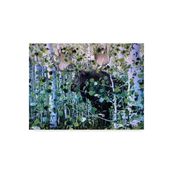 Trademark Fine Art Jeff Tift 'Moose Hiding' Canvas Art, 24x32 - ALI30208-C2432GG