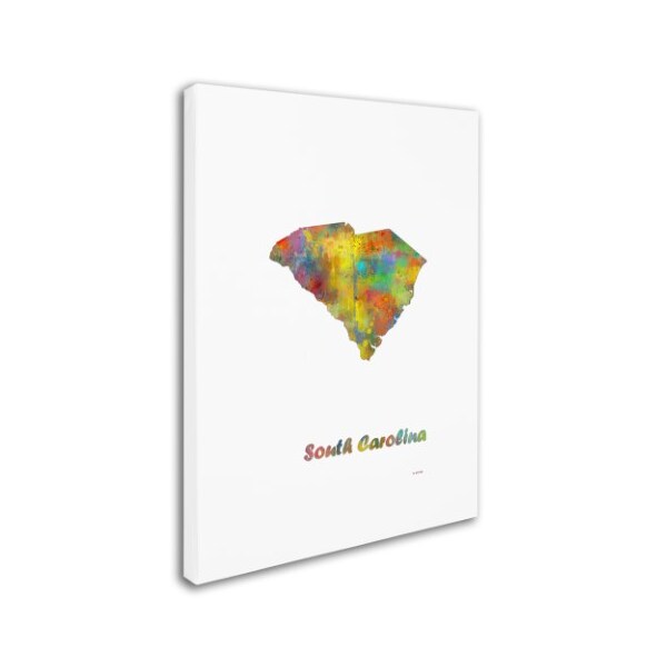 Trademark Fine Art Marlene Watson 'South Carolina State Map-1' Canvas Art, 35x47 - MW0311-C3547GG