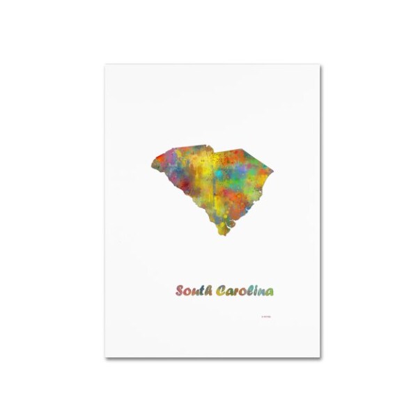 Trademark Fine Art Marlene Watson 'South Carolina State Map-1' Canvas Art, 35x47 - MW0311-C3547GG