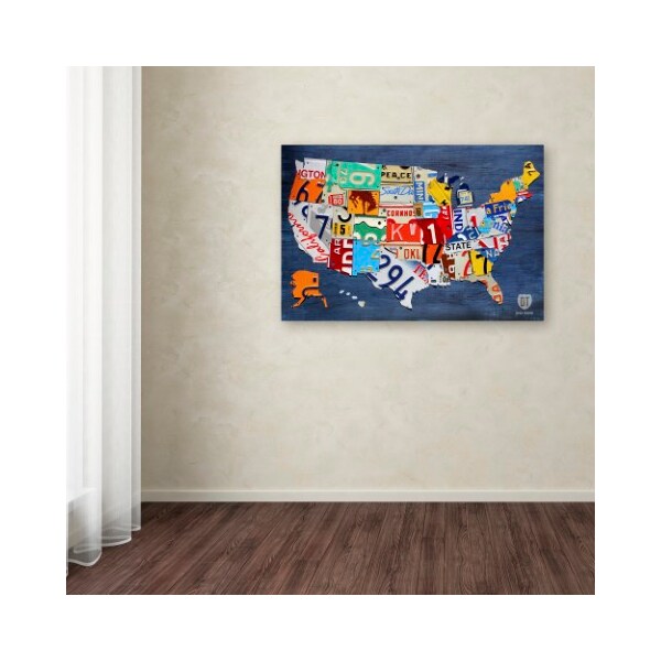 Trademark Fine Art Design Turnpike 'USA Map' Canvas Art, 16x24 - ALI1252-C1624GG