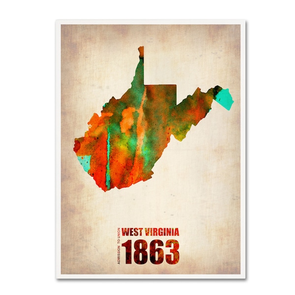 Trademark Fine Art Naxart 'West Virginia Watercolor Map' Canvas Art, 18x24 - ALI0170-C1824GG