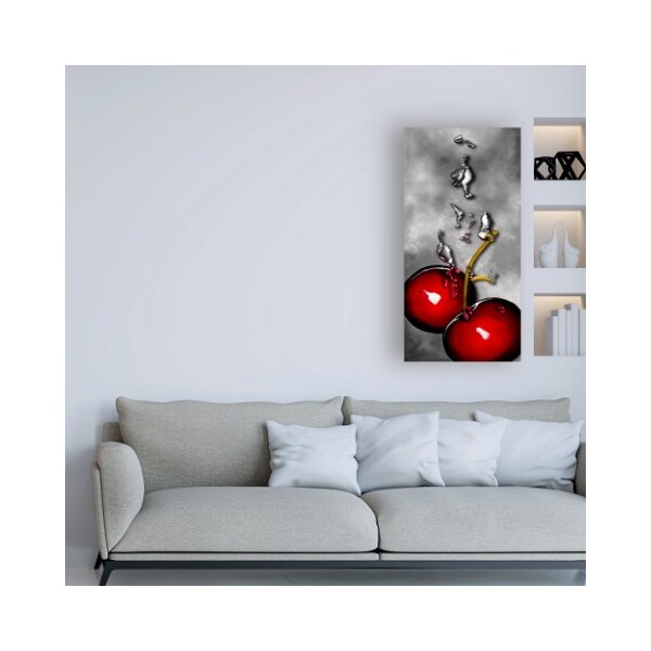 Trademark Fine Art Roderick Stevens 'Cherry Splash over Marble' Canvas Art, 12x24 - RS01309-C1224GG