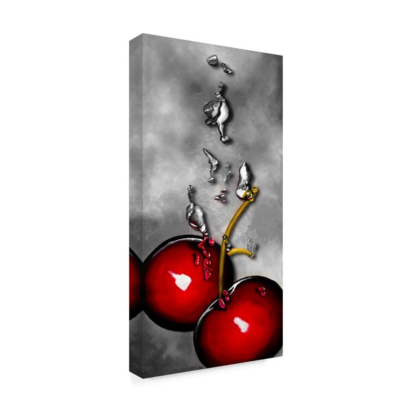 Trademark Fine Art Roderick Stevens 'Cherry Splash over Marble' Canvas Art, 12x24 - RS01309-C1224GG