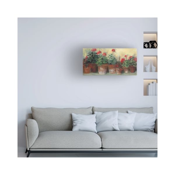Trademark Fine Art Carol Rowan 'Kathleens Geraniums' Canvas Art, 12x24 - WAP12390-C1224GG