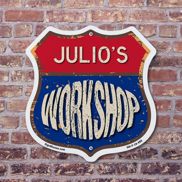 Signmission Julio's Workshop, 12 inch X 12 inch, Aluminum Metal Sign, 2PK - SHI-A-2PACK-12-489-JULIO