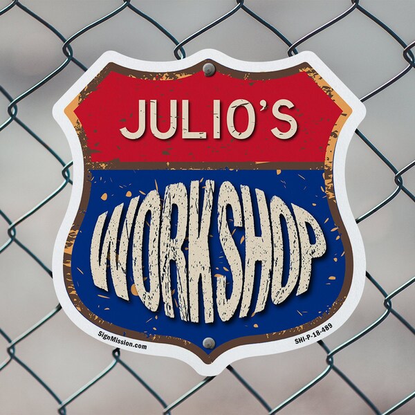 Signmission Julio's Workshop, 12 inch X 12 inch, Aluminum Metal Sign, 2PK - SHI-A-2PACK-12-489-JULIO