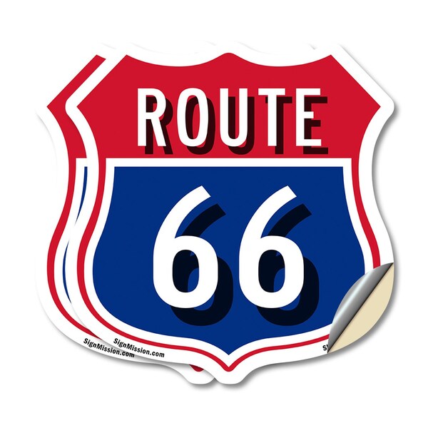 Signmission Route Marker Shield Sign Route 66, 4 inch X 4 inch, Vinyl Decal, 2PK - SHI-D-2PACK-4-459