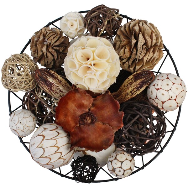 Blue Donuts Decorative Balls for Centerpiece Bowls, Vases, Assorted Wicker Balls - BD3486518