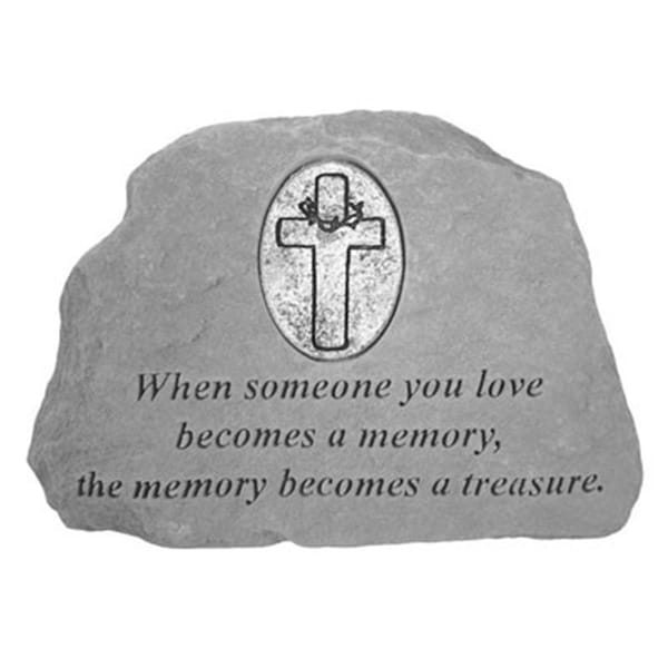 Kay Berry When Someone You Love Memorial Stone with Oval Cross Personalized Insert - 9055