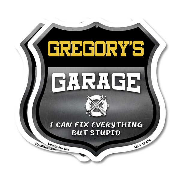 Signmission Gregory's Garage I Can Fix Everything But Stupid, 12 inch X 12 inch, Plastic Sign, 2PK - SHI-P-2PACK-12-490-GREGORY