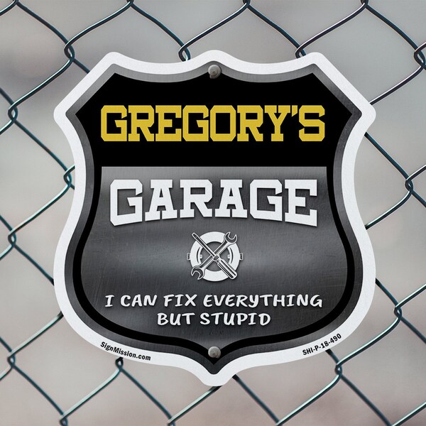 Signmission Gregory's Garage I Can Fix Everything But Stupid, 12 inch X 12 inch, Plastic Sign, 2PK - SHI-P-2PACK-12-490-GREGORY