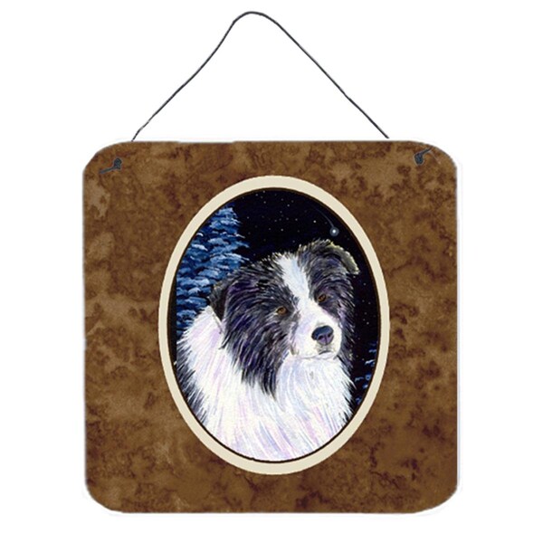 Micasa 6 x 6 in. Starry Night Border Collie Aluminium Metal Wall or Door Hanging Prints - MI628587