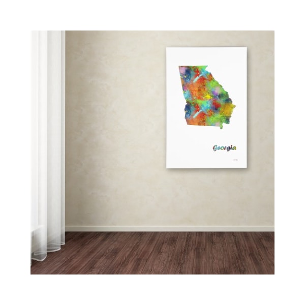 Trademark Fine Art Marlene Watson 'Georgia State Map-1' Canvas Art, 22x32 - MW0281-C2232GG