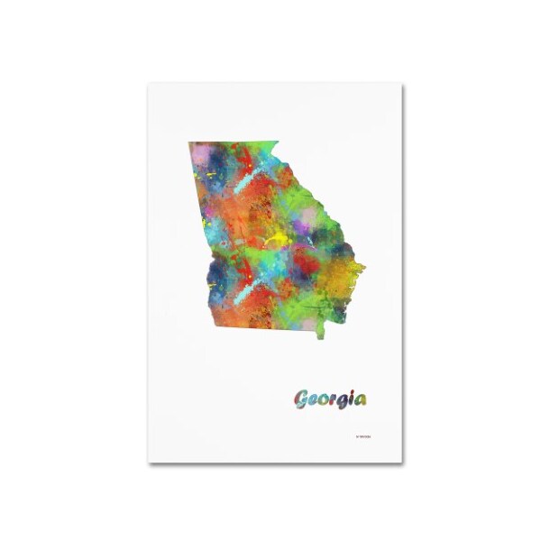 Trademark Fine Art Marlene Watson 'Georgia State Map-1' Canvas Art, 22x32 - MW0281-C2232GG