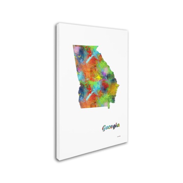 Trademark Fine Art Marlene Watson 'Georgia State Map-1' Canvas Art, 22x32 - MW0281-C2232GG
