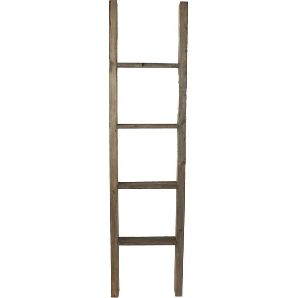 Ekena Millwork 15"W x 60"H x 3 1/2"D Vintage Farmhouse 4 Rung Ladder, Barnwood Decor Collection, Pebble Grey - DECR015X060X04LDRPG