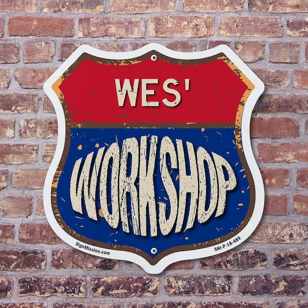Signmission Wes's Workshop, 12 inch X 12 inch, Plastic Sign, 2PK - SHI-P-2PACK-12-489-WES