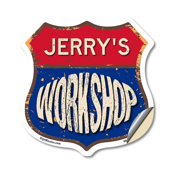 Signmission Jerry's Workshop, 18 Inch X 18 Inch, Vinyl Decal - SHI-D-18-489-JERRY